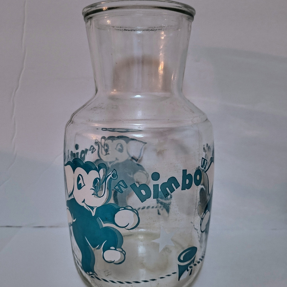 Rare Vintage Anchor Hocking Bimbo the Elephant Juice Carafe 1950s